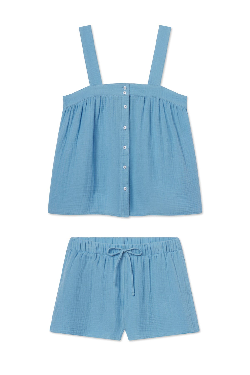 Hamptons Shorts Set in Serene Blue Gauze