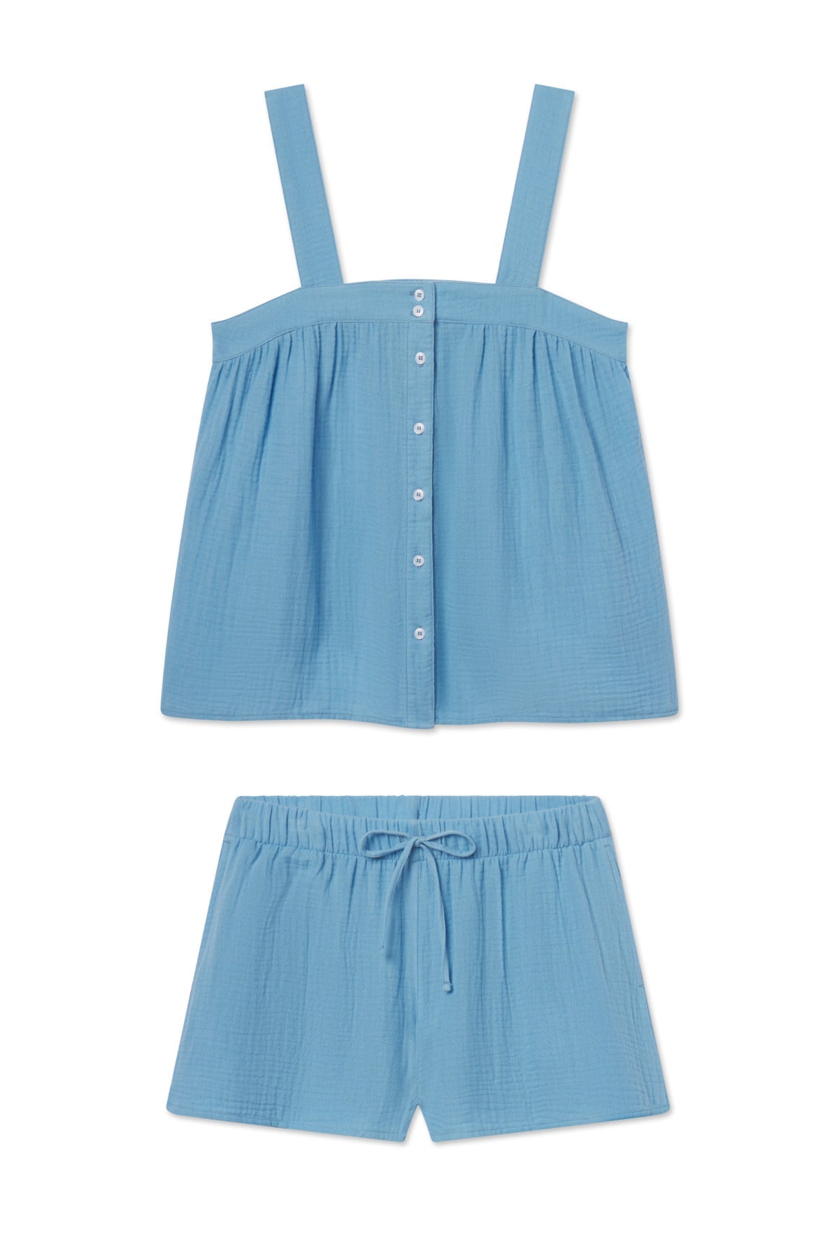Hamptons Shorts Set in Serene Blue Gauze