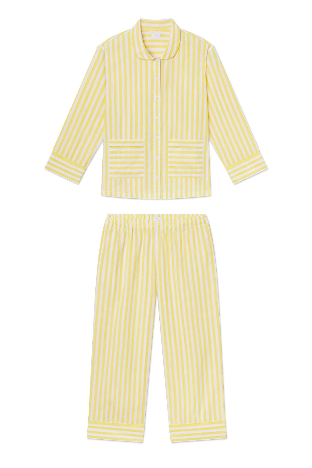 Poplin Piped Long-Long Set in Zest Beam Stripe