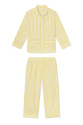 Poplin Piped Long-Long Set in Zest Beam Stripe