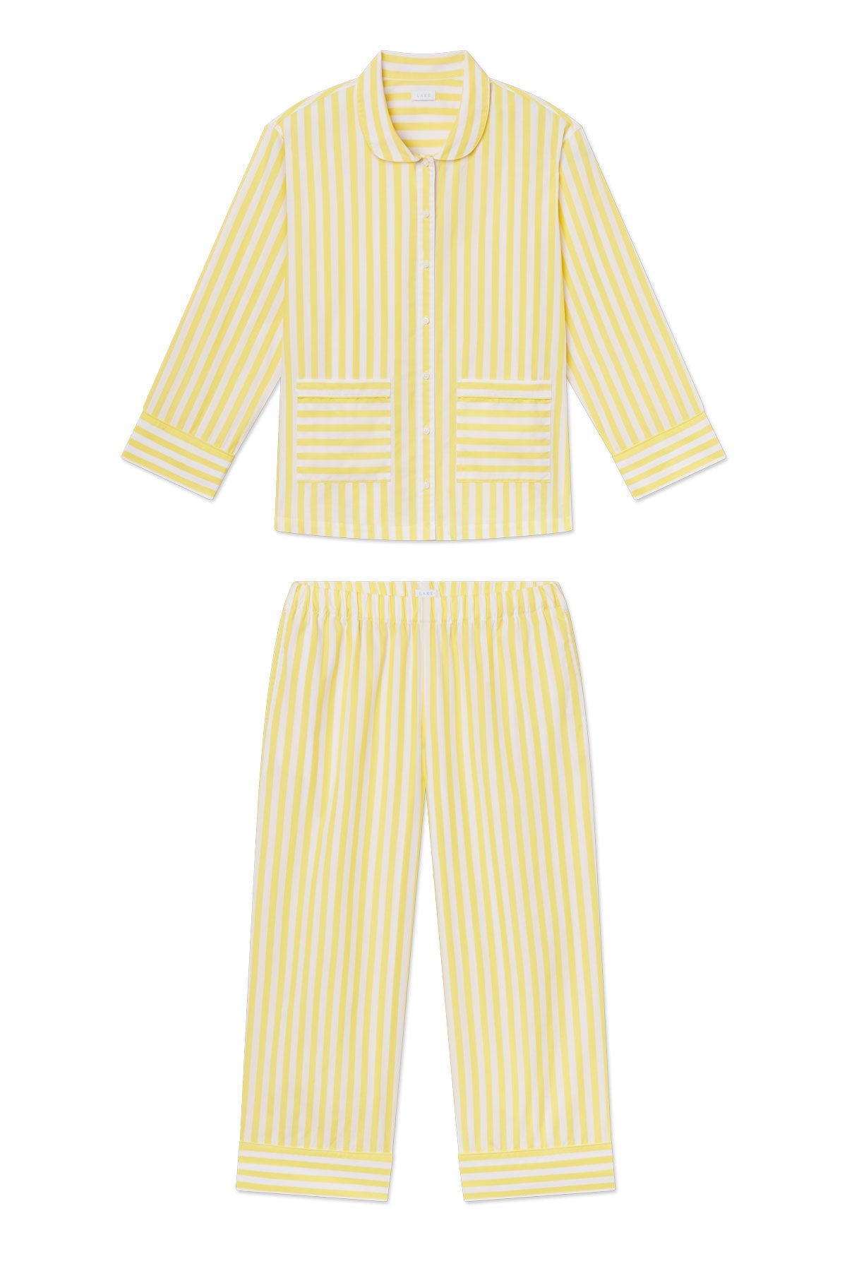 Poplin Piped Long-Long Set in Zest Beam Stripe