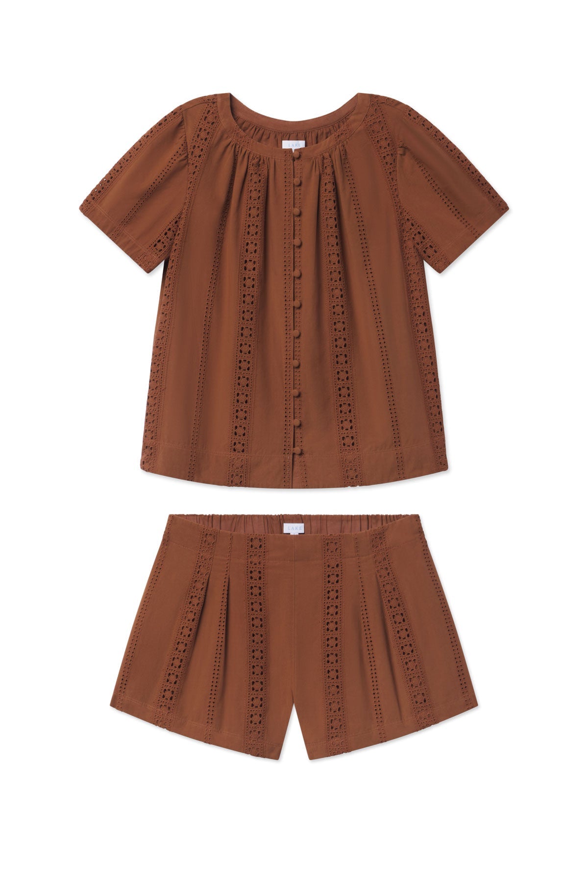 Cafe Shorts Set in Cinnamon Eyelet