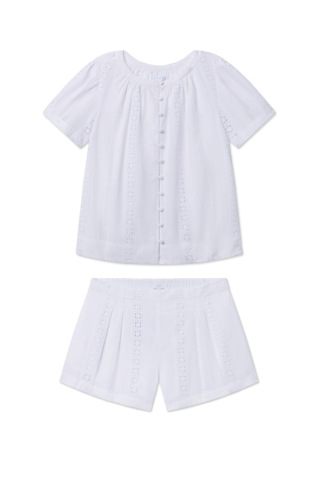 Cafe Shorts Set in White Eyelet