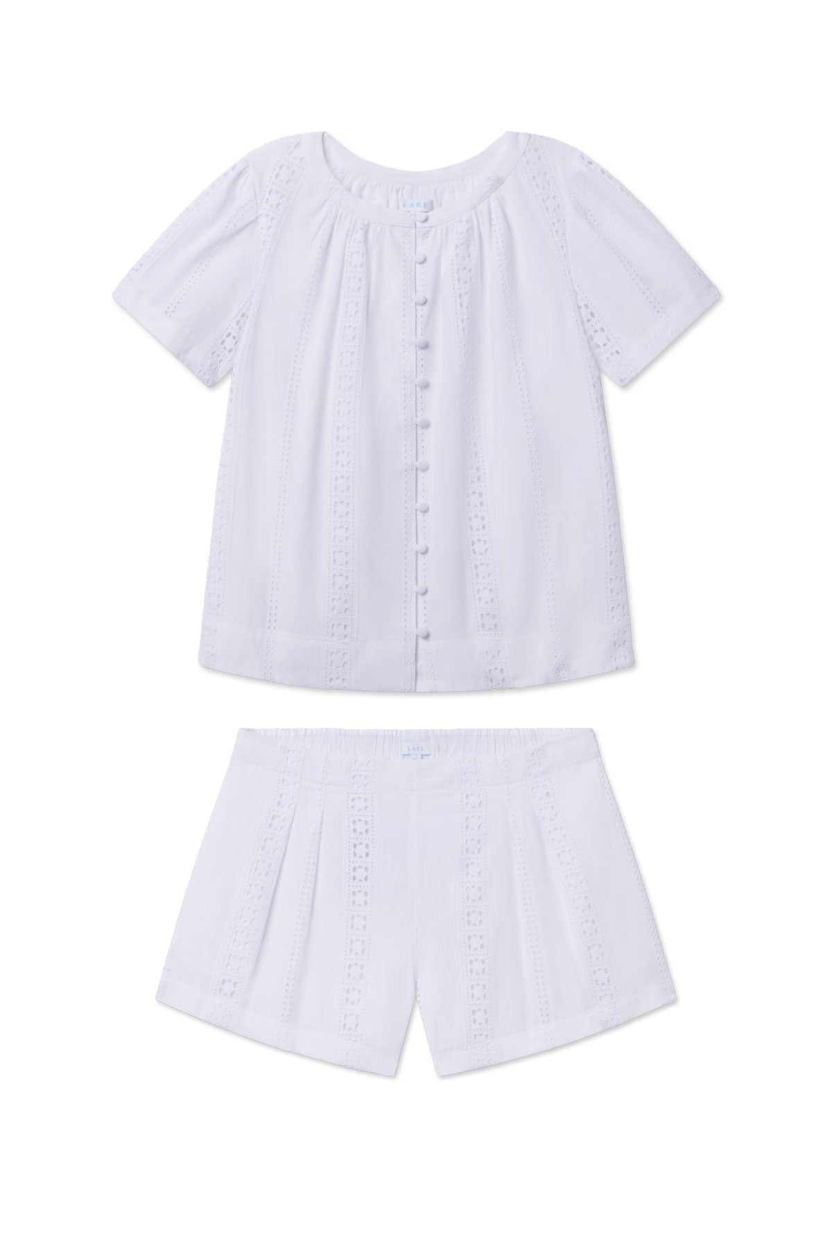 Cafe Shorts Set in White Eyelet