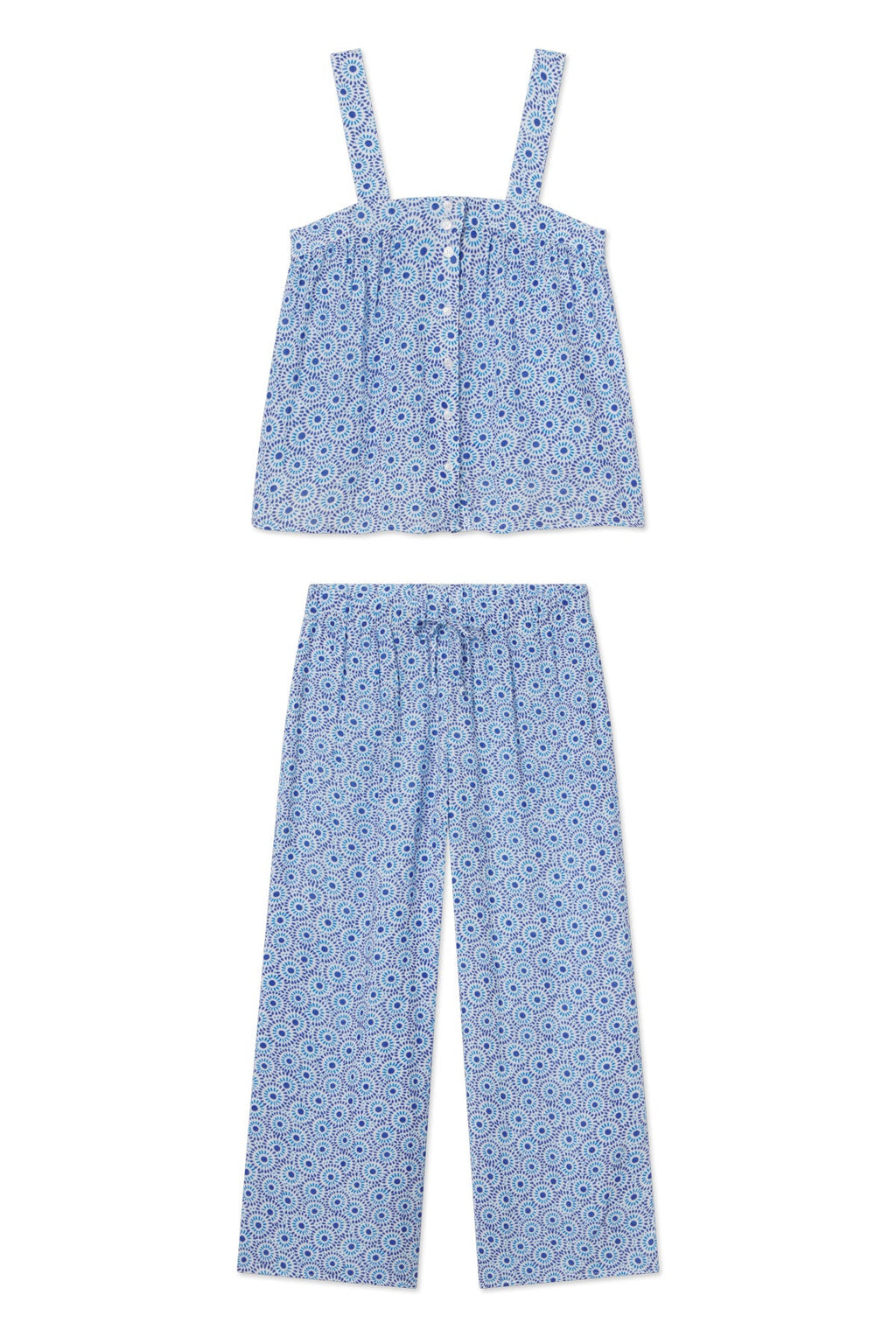 Hamptons Pants Set in Lapis Dot Gauze