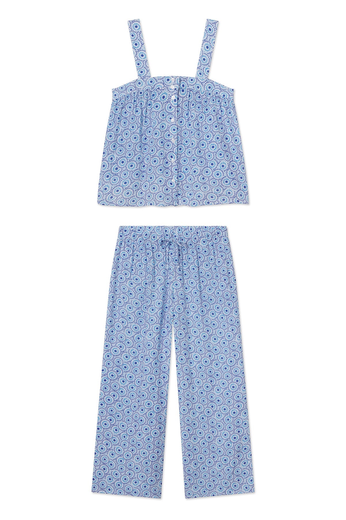 Hamptons Pants Set in Lapis Dot Gauze