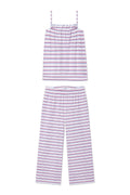 Pima Ruffle Pants Set in Lapis Bicolor Tidal Stripe