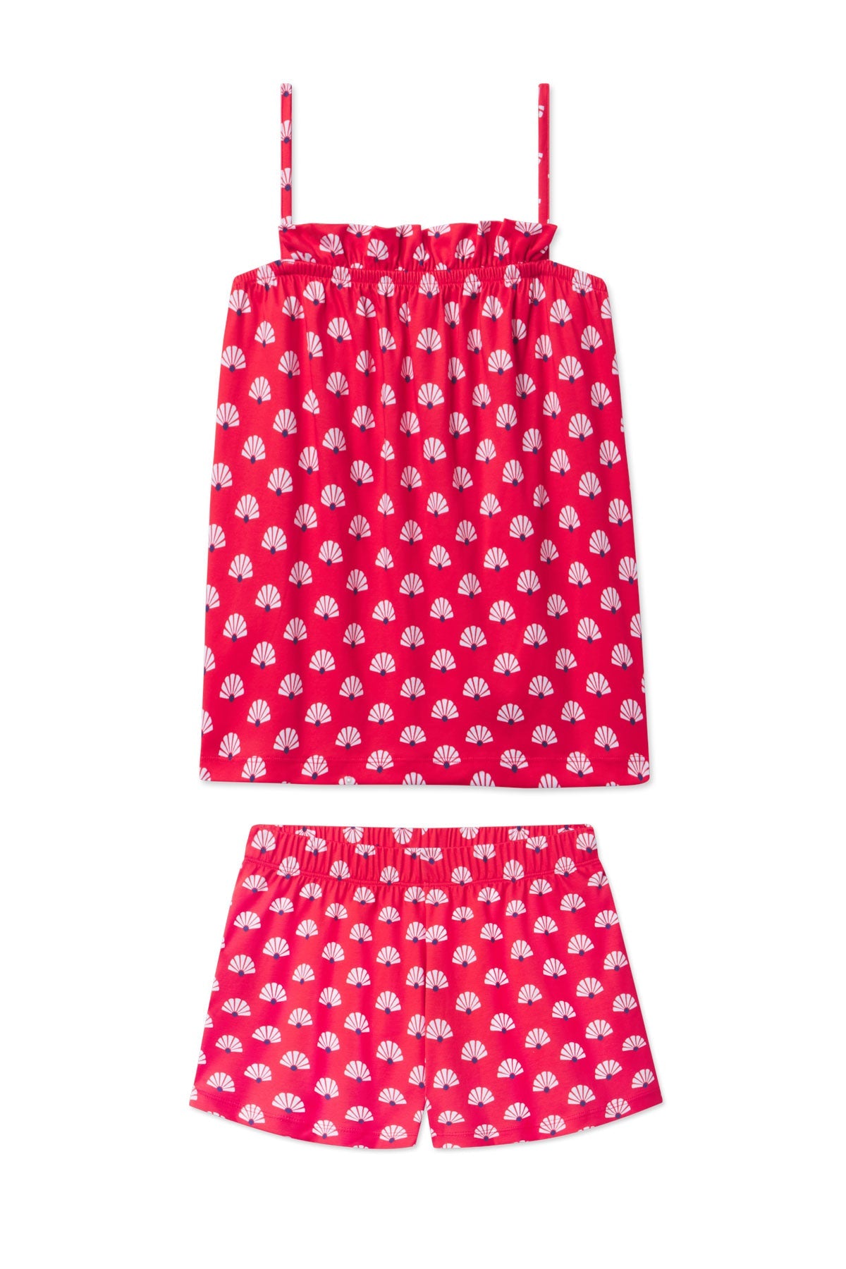 Pima Ruffle Shorts Set in Tart Scallop Shell