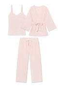 Maternity DreamModal® Kimono Three-Piece Set in English Rose Pencil Stripe