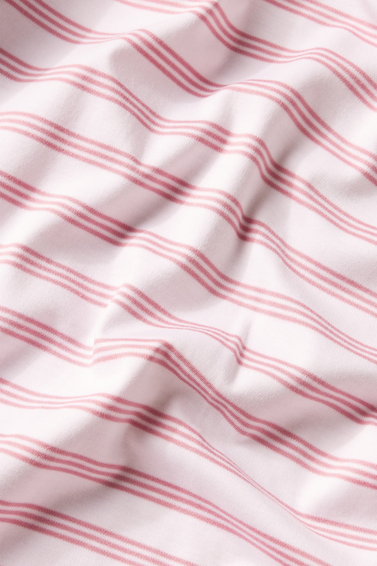Pima Crew Long Sleeve Wide Leg Pajama Set in Light Camellia Triple Stripe