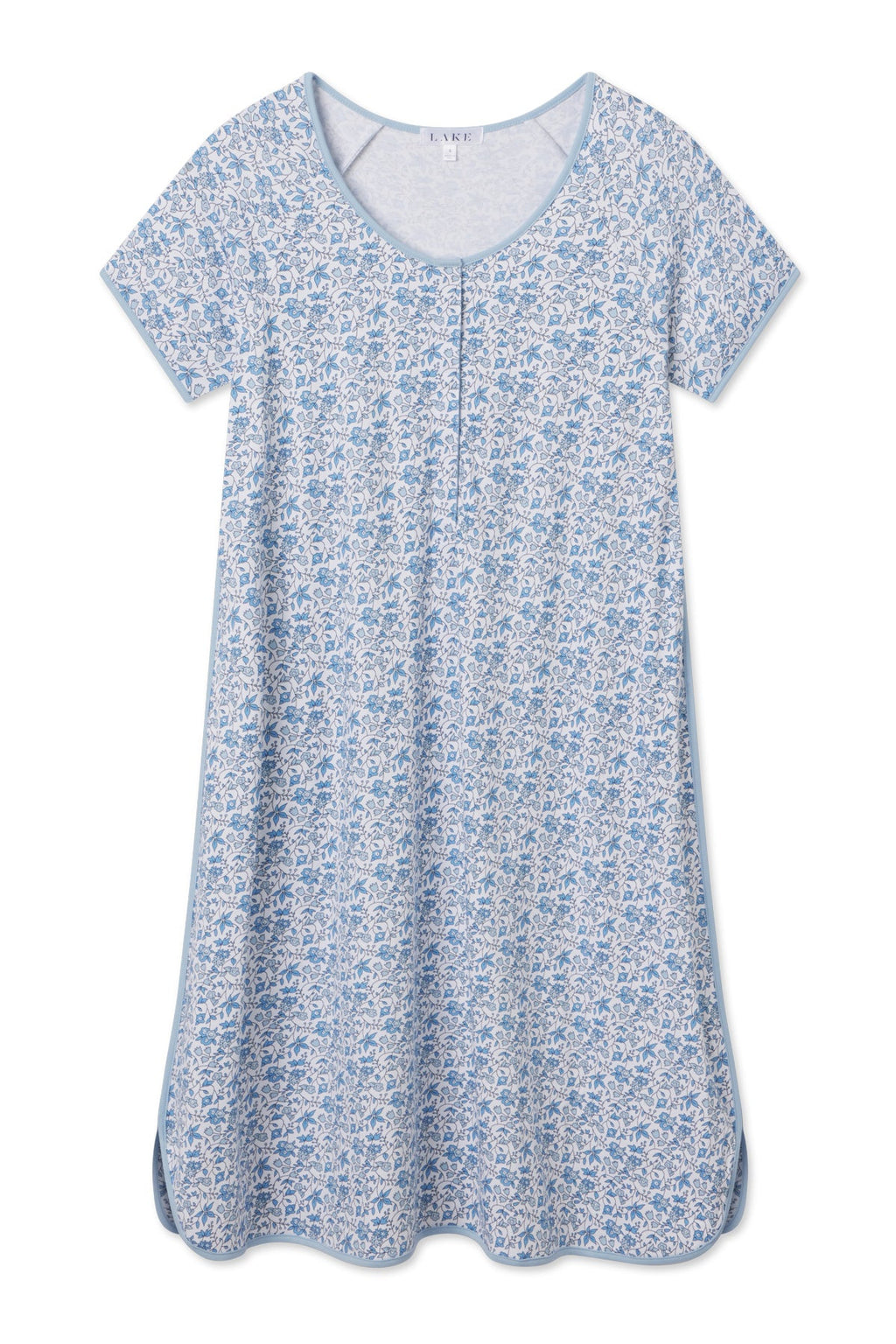 Pima Maternity Nightgown in Delft Blue Garden Floral