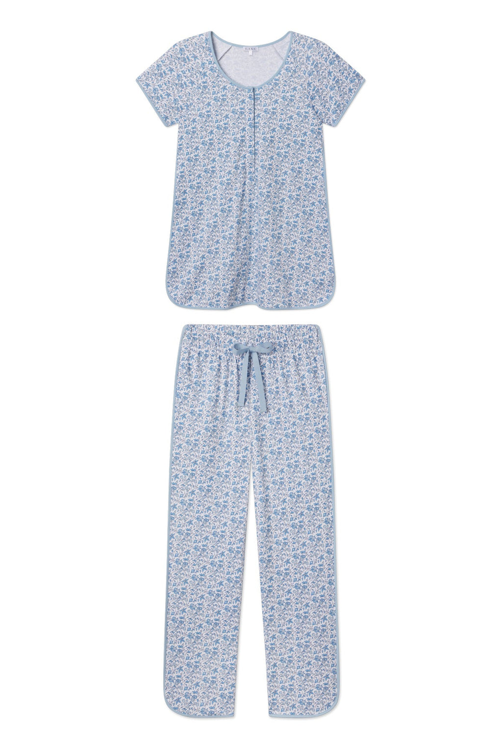 Pima Maternity Short-Long Set in Delft Blue Garden Floral