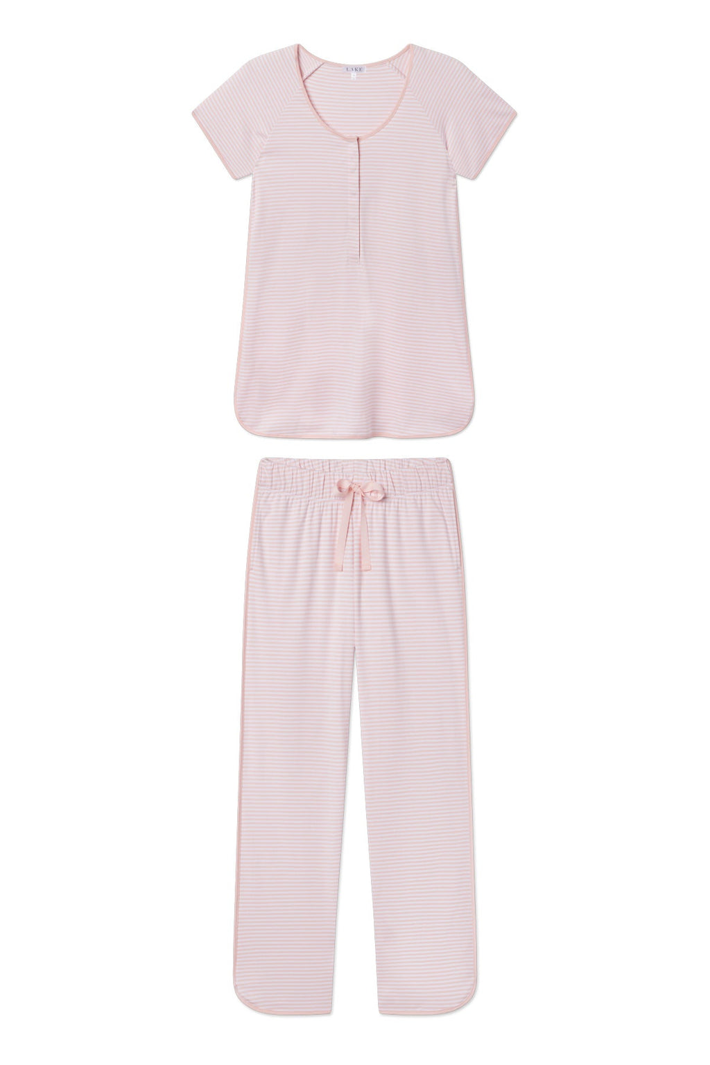 Pima Maternity Short-Long Set in English Rose Stripe