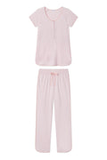 Pima Maternity Short-Long Set in English Rose Stripe