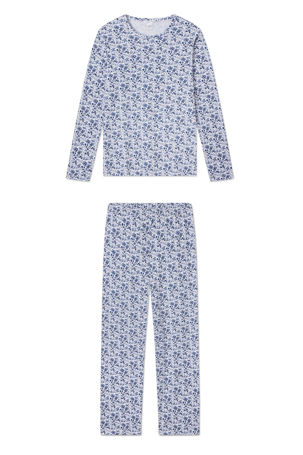 Pima Crew Long-Long Set in Sea Depth Garden Floral