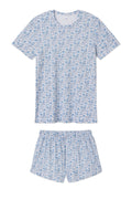 Pima Crew Shorts Set in Delft Blue Garden Floral