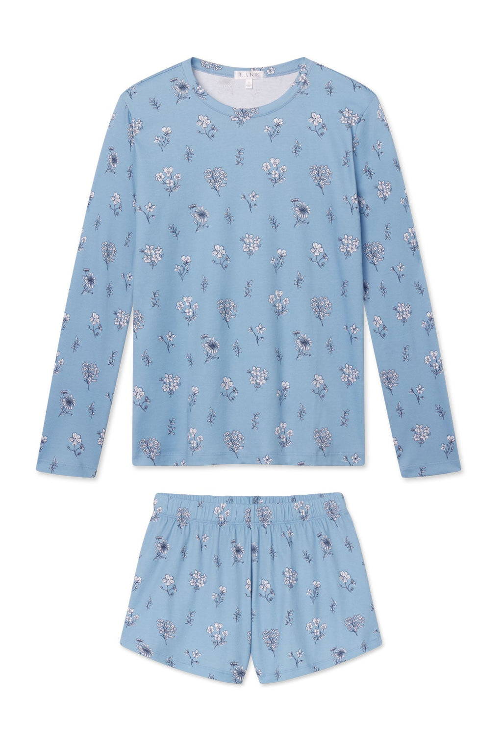 Pima Crew Long-Short Set in Serene Blue Adeline Floral