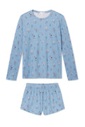 Pima Crew Long-Short Set in Serene Blue Adeline Floral