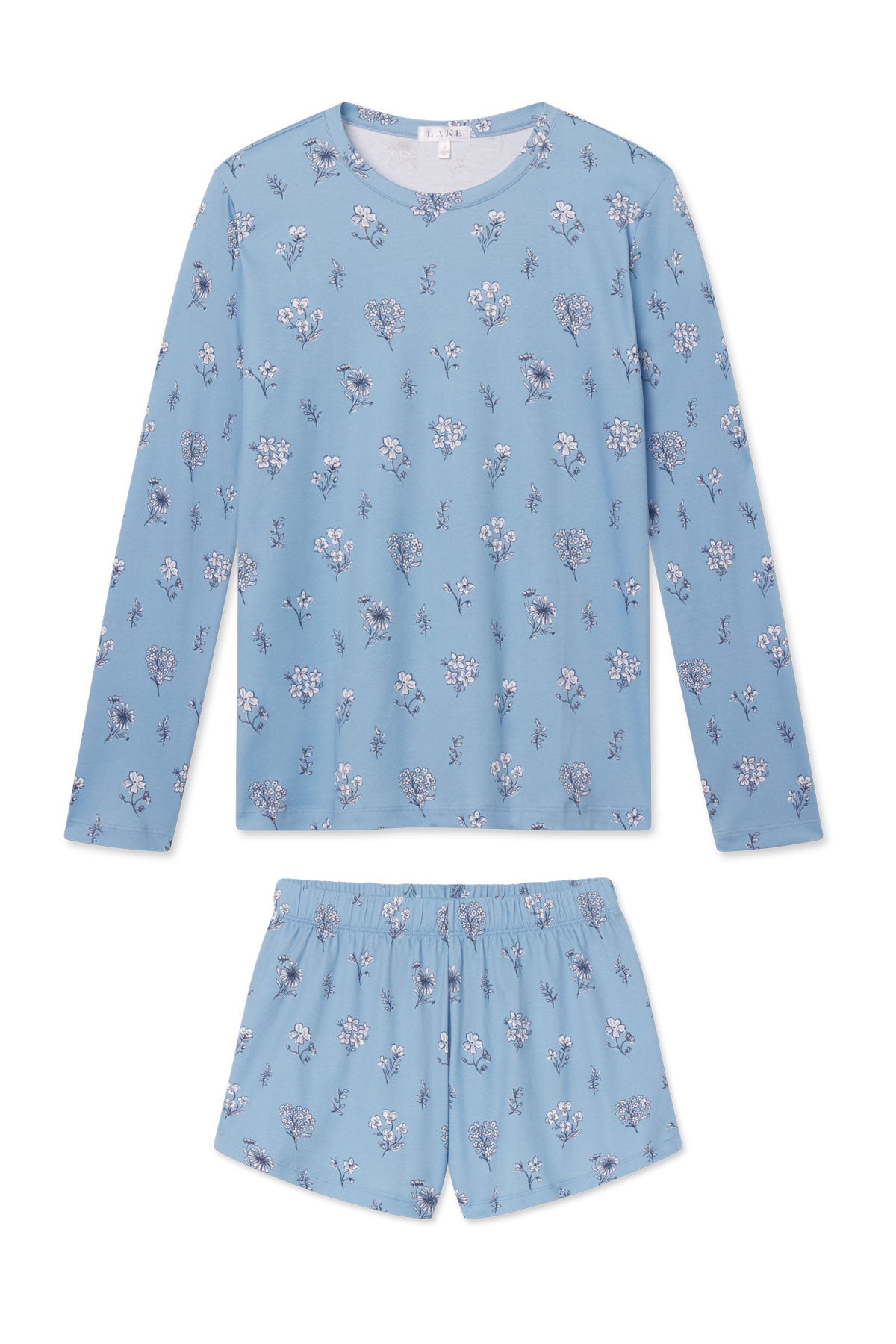 Pima Crew Long-Short Set in Serene Blue Adeline Floral