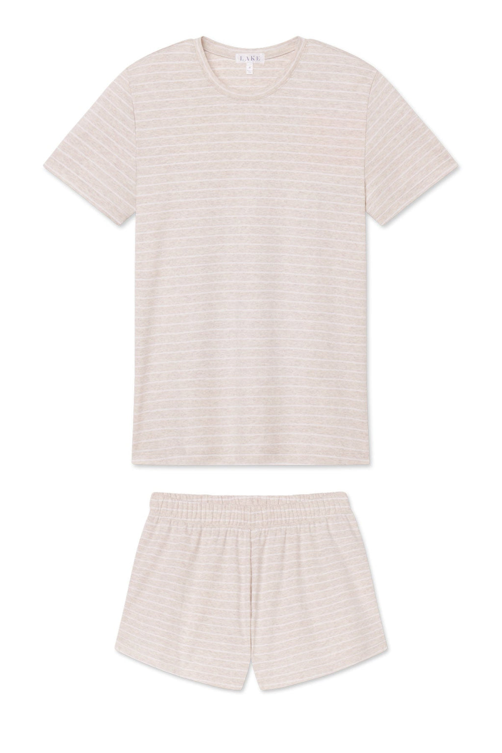Pima Crew Shorts Set in Oat Heather Rowing Stripe