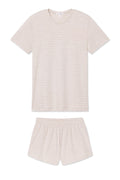 Pima Crew Shorts Set in Oat Heather Rowing Stripe