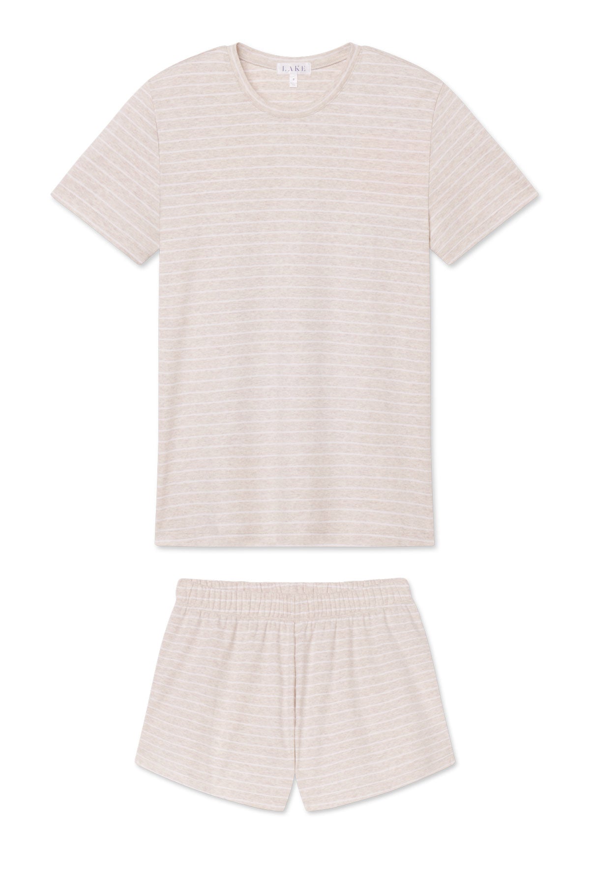 Pima Crew Shorts Set in Oat Heather Rowing Stripe