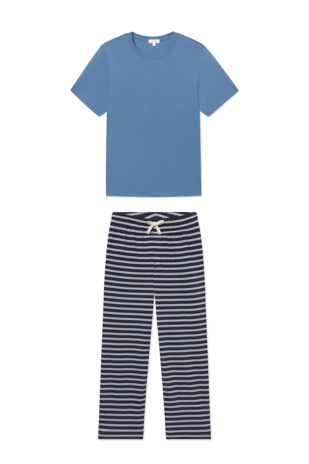 Men's Pima Sleep Short-Long Set in Eclipse Stripe