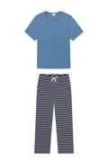 Men's Pima Sleep Short-Long Set in Eclipse Stripe
