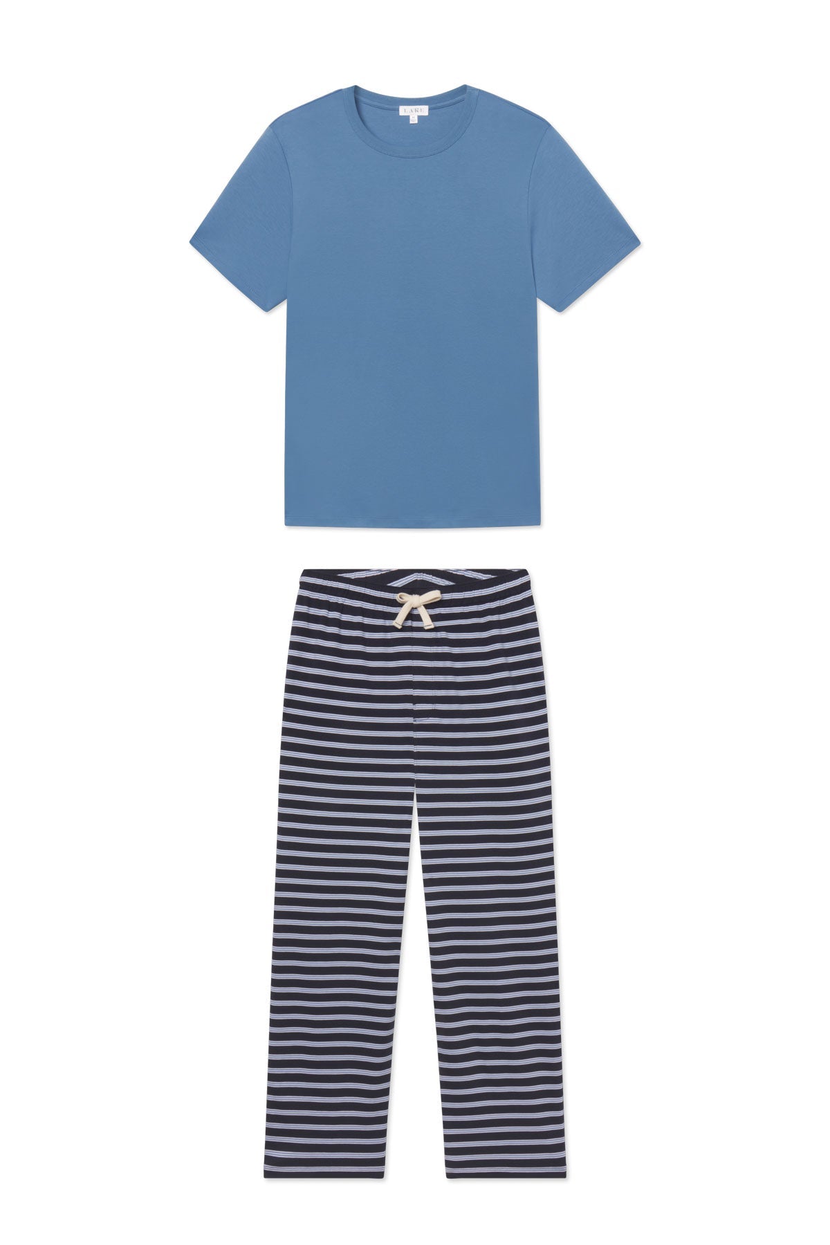 Men's Pima Sleep Short-Long Set in Eclipse Stripe