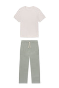 Men's Pima Sleep Short-Long Set in Smoke Green Stripe