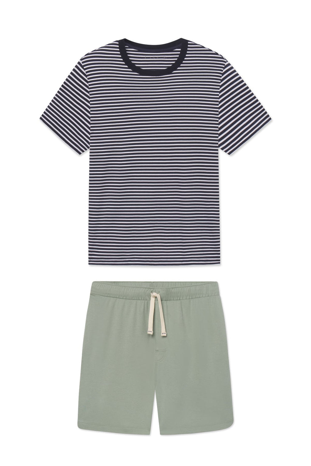 Men's Pima Sleep Shorts Set in Eclipse Voyager Stripe