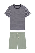 Men's Pima Sleep Shorts Set in Eclipse Voyager Stripe