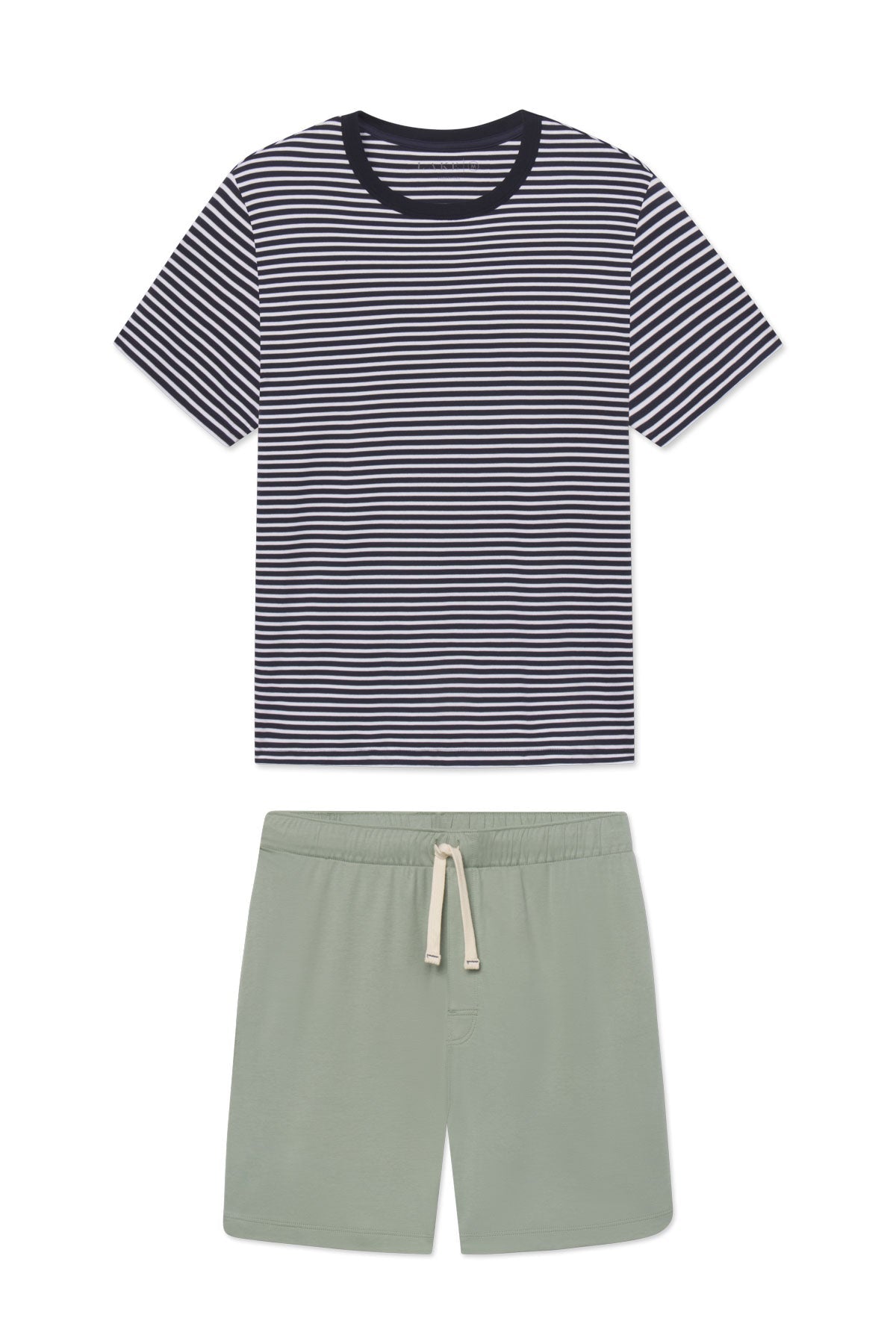 Men's Pima Sleep Shorts Set in Eclipse Voyager Stripe