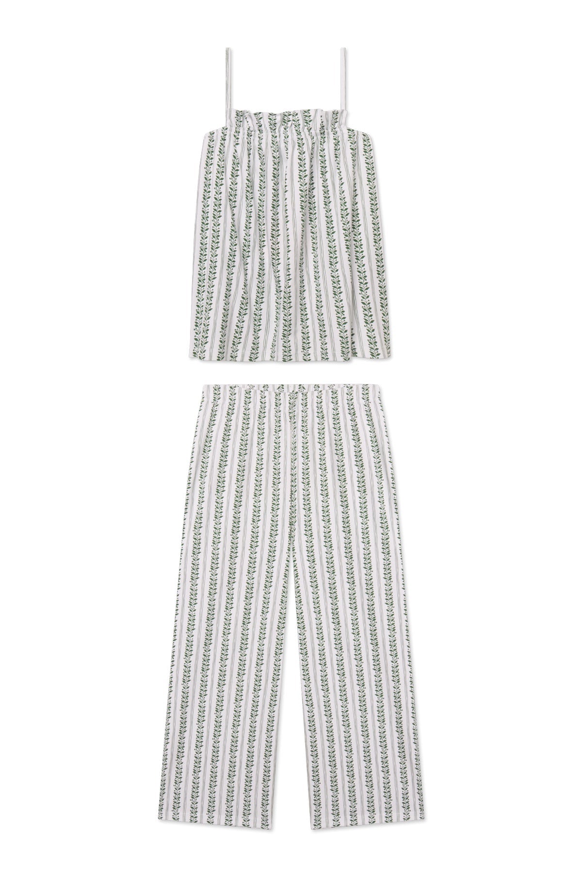 Pima Ruffle Pants Set in Eden Jasmine Vine