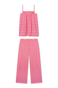 Pima Ruffle Pants Set in Winterberry Triple Stripe