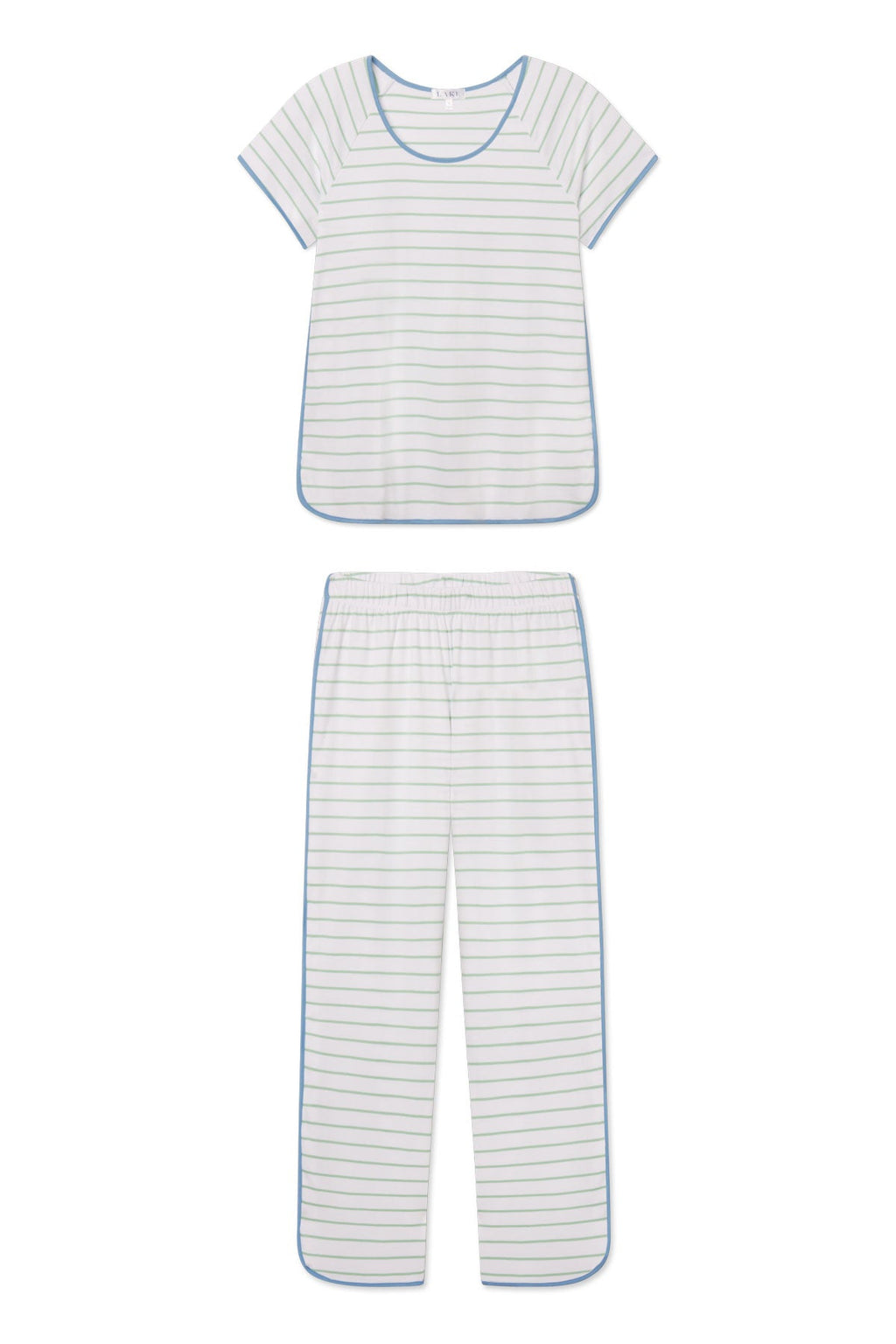 Pima Short-Long Set in Parisian Green Club Stripe