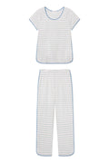Pima Short-Long Set in Parisian Green Club Stripe
