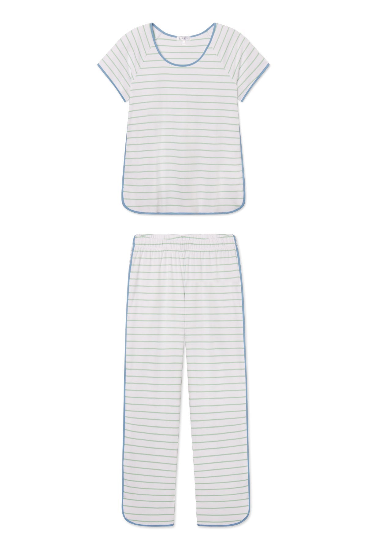 Pima Short-Long Set in Parisian Green Club Stripe