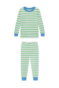 Kids Long-Long Set in Field Green Hull Stripe