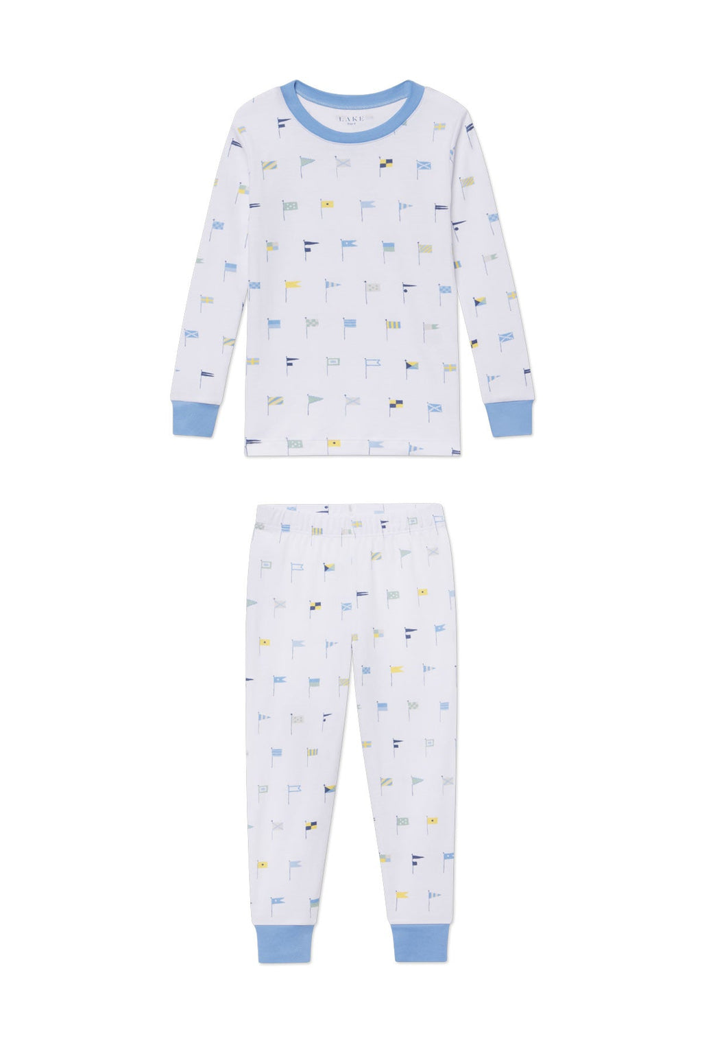 Kids Long-Long Set in Baltic Blue Nautical Flags