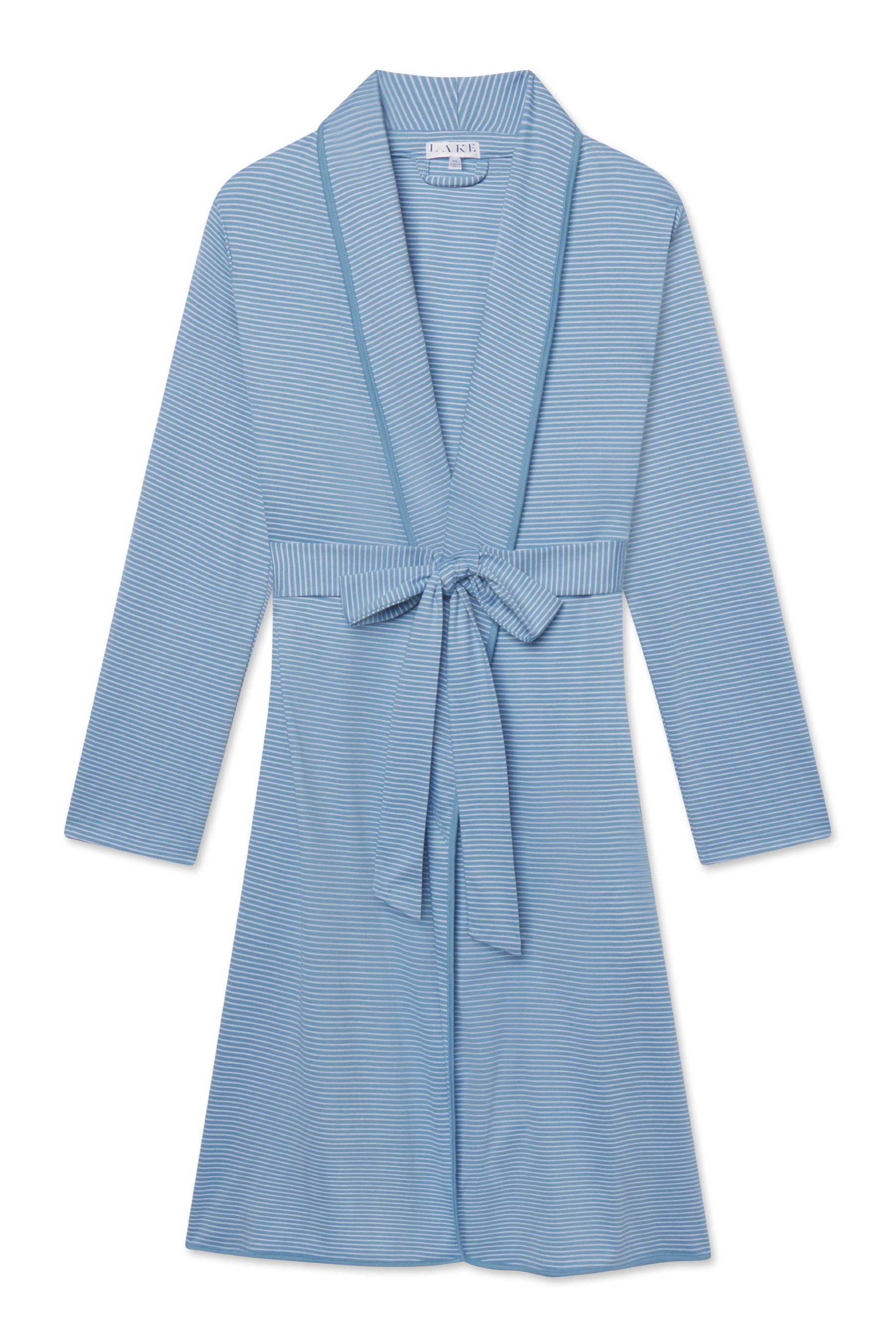 Pima Robe in Serene Blue Stripe
