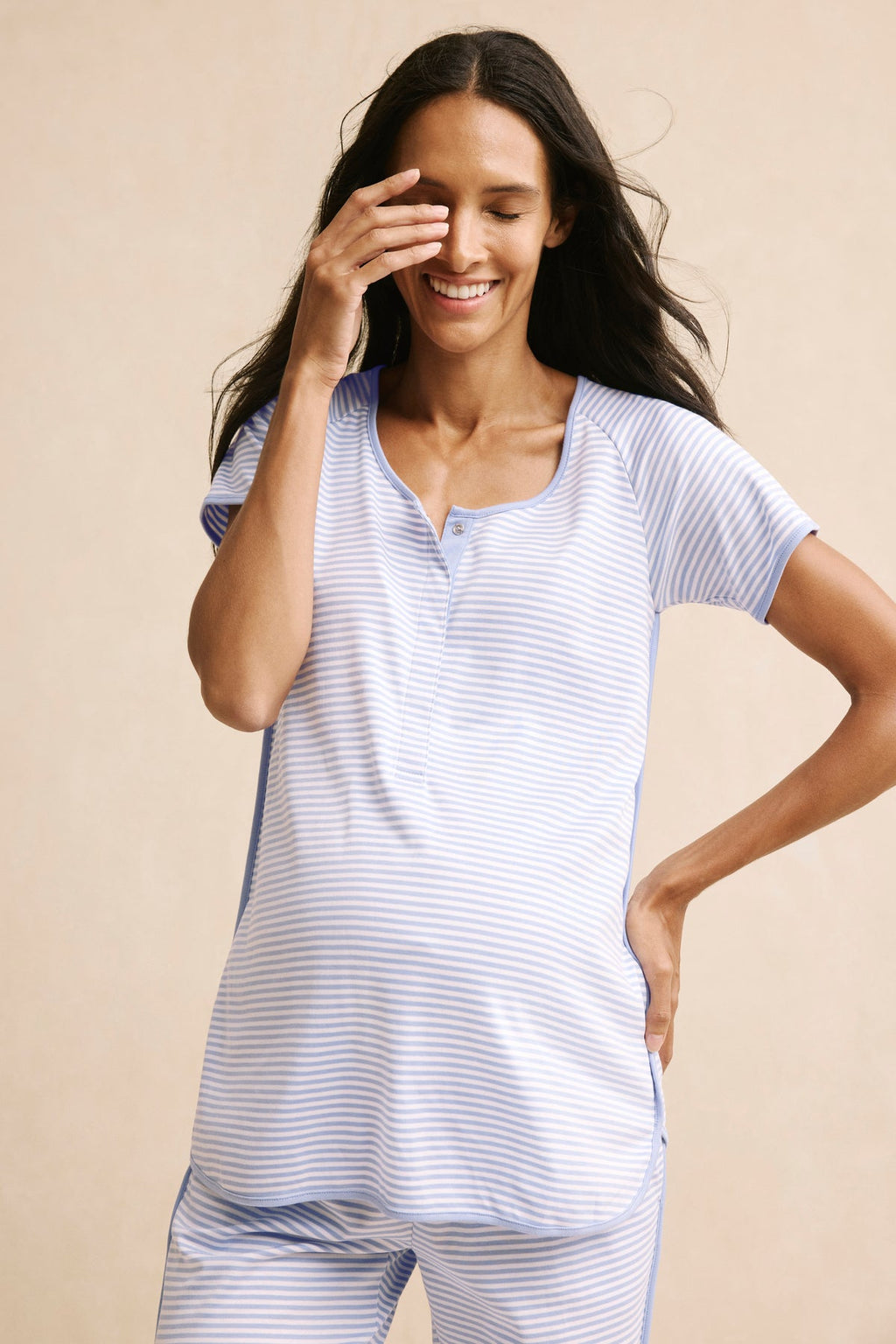 Pima Maternity Short-Long Set in Hydrangea