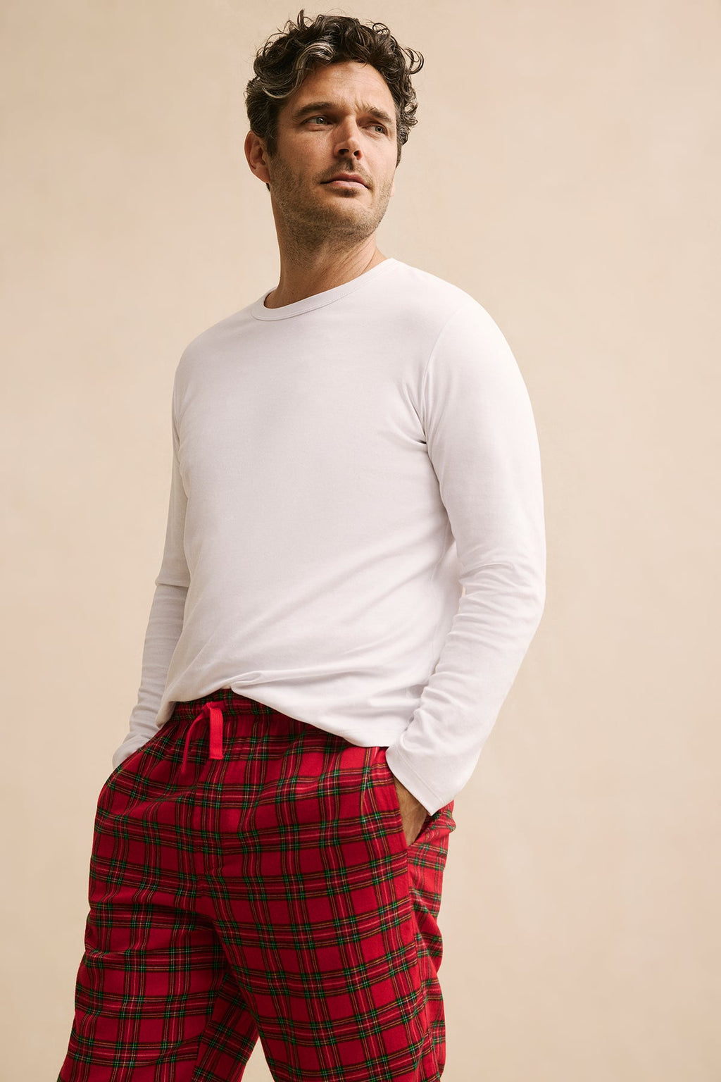 Men's Pima Crewneck Long Sleeve Tee in White