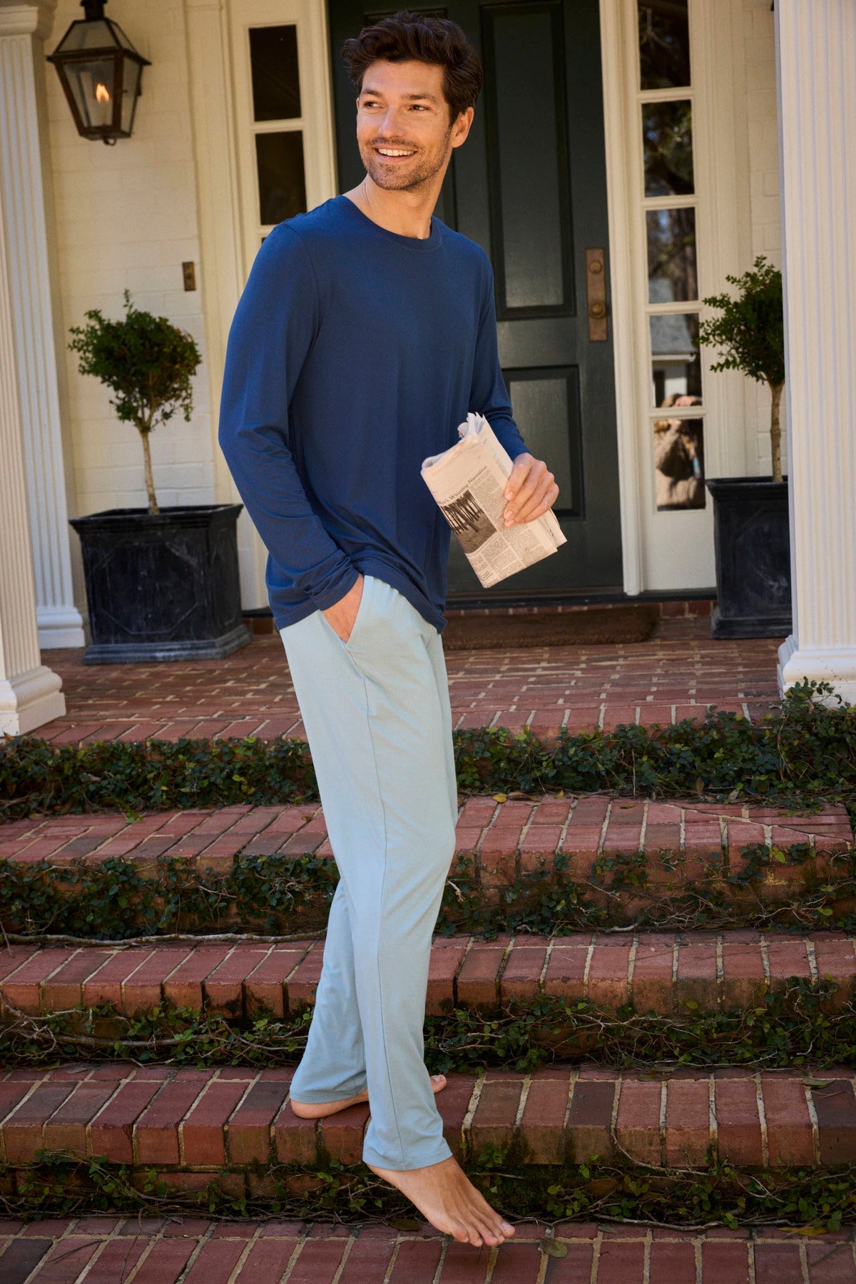 Men's Bamboo Lounge Pants in Stone Blue