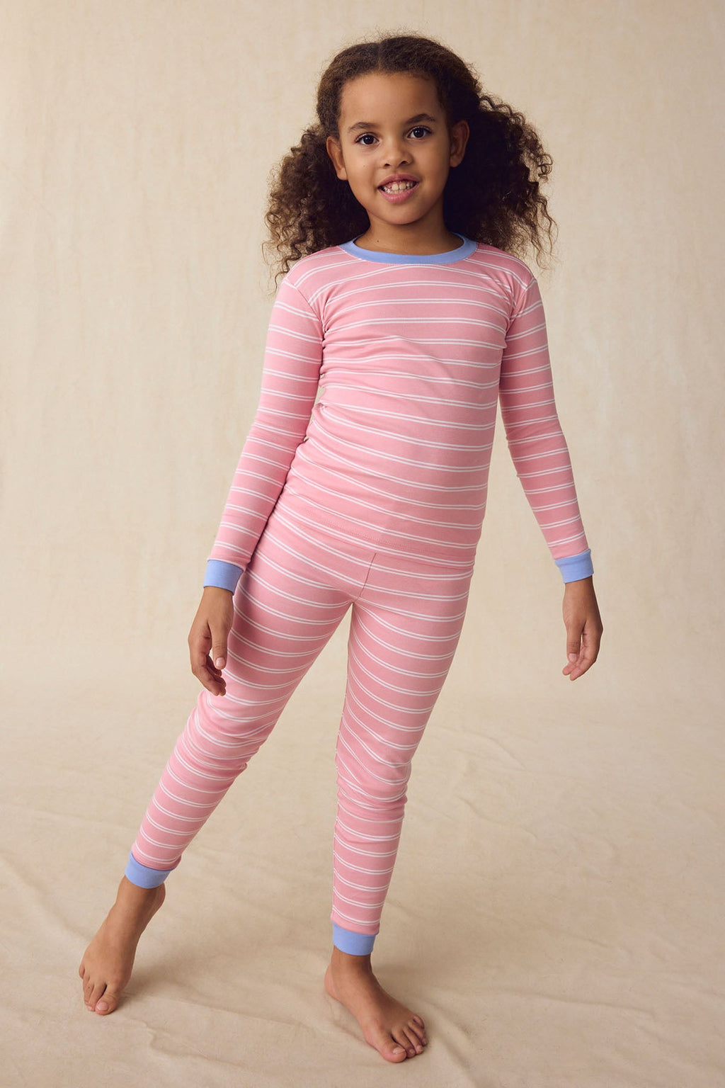 Kids Long-Long Set in Rosewater Tidal Stripe