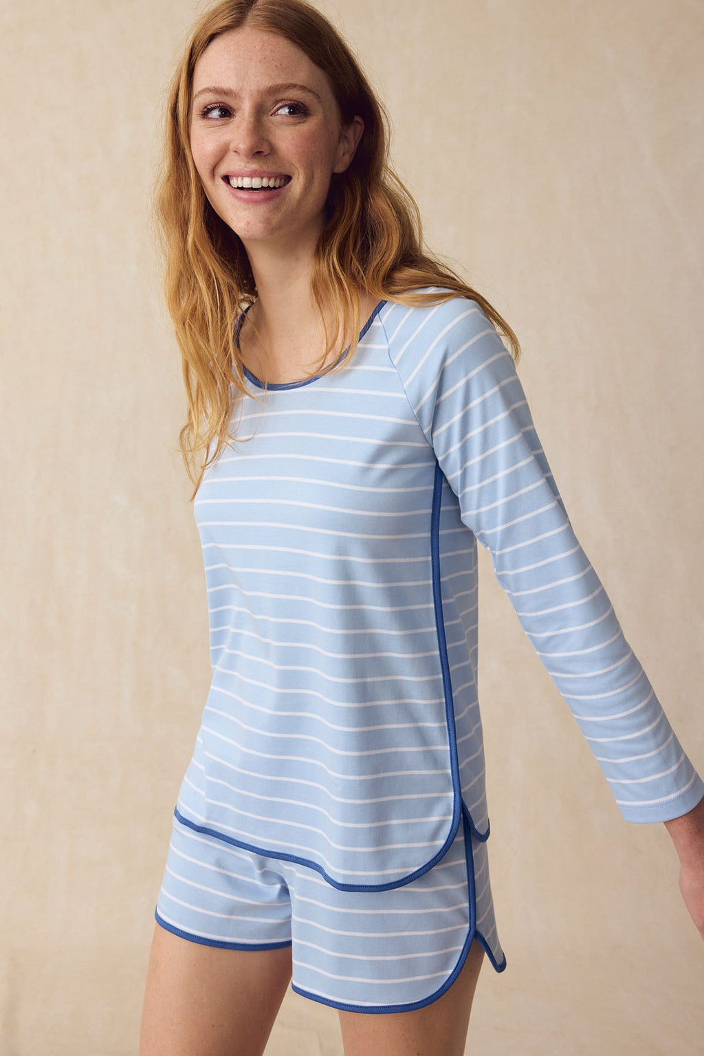 Pima Long Sleeve Bundle in French Blue Club Stripe