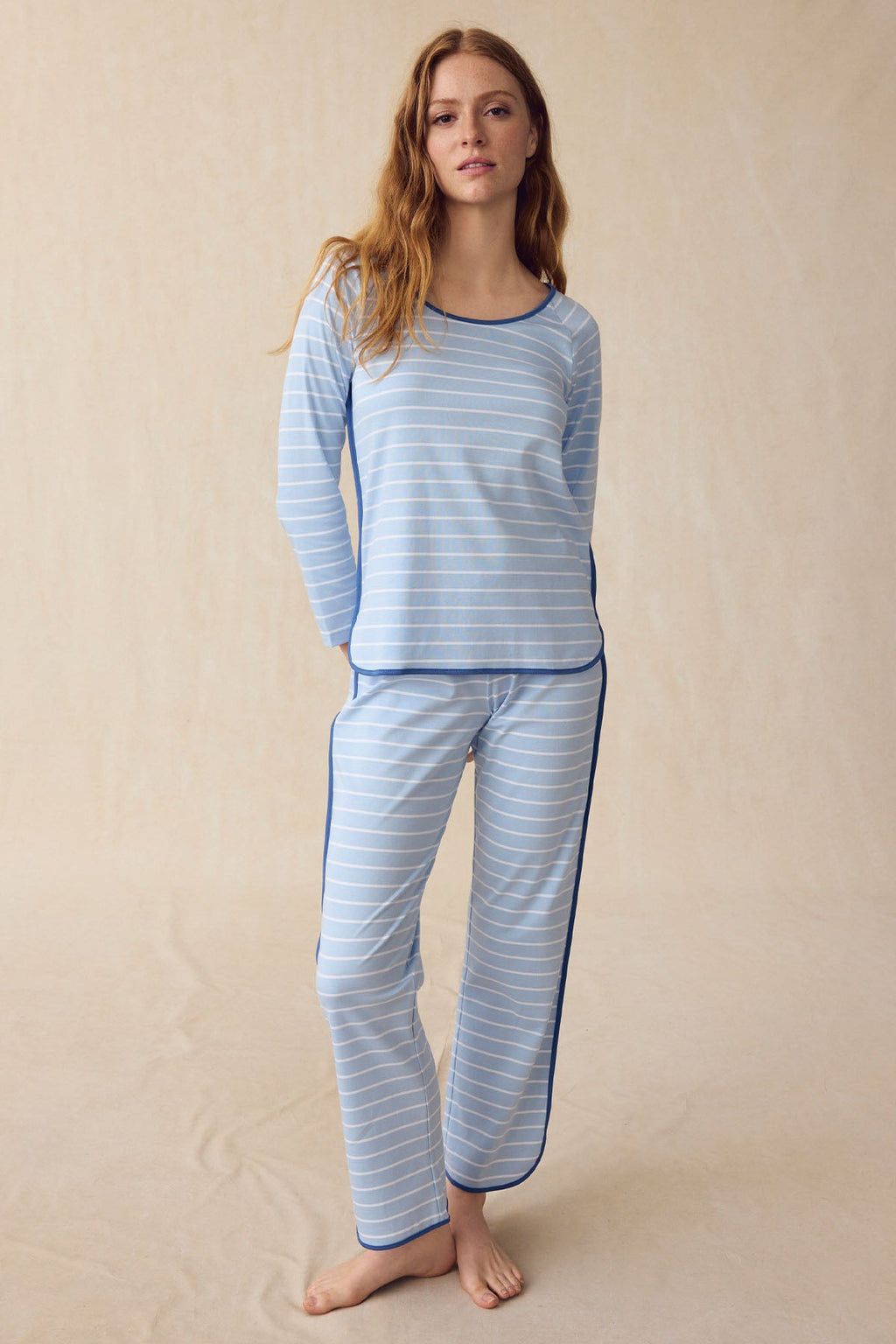Pima Long Sleeve Bundle in French Blue Club Stripe
