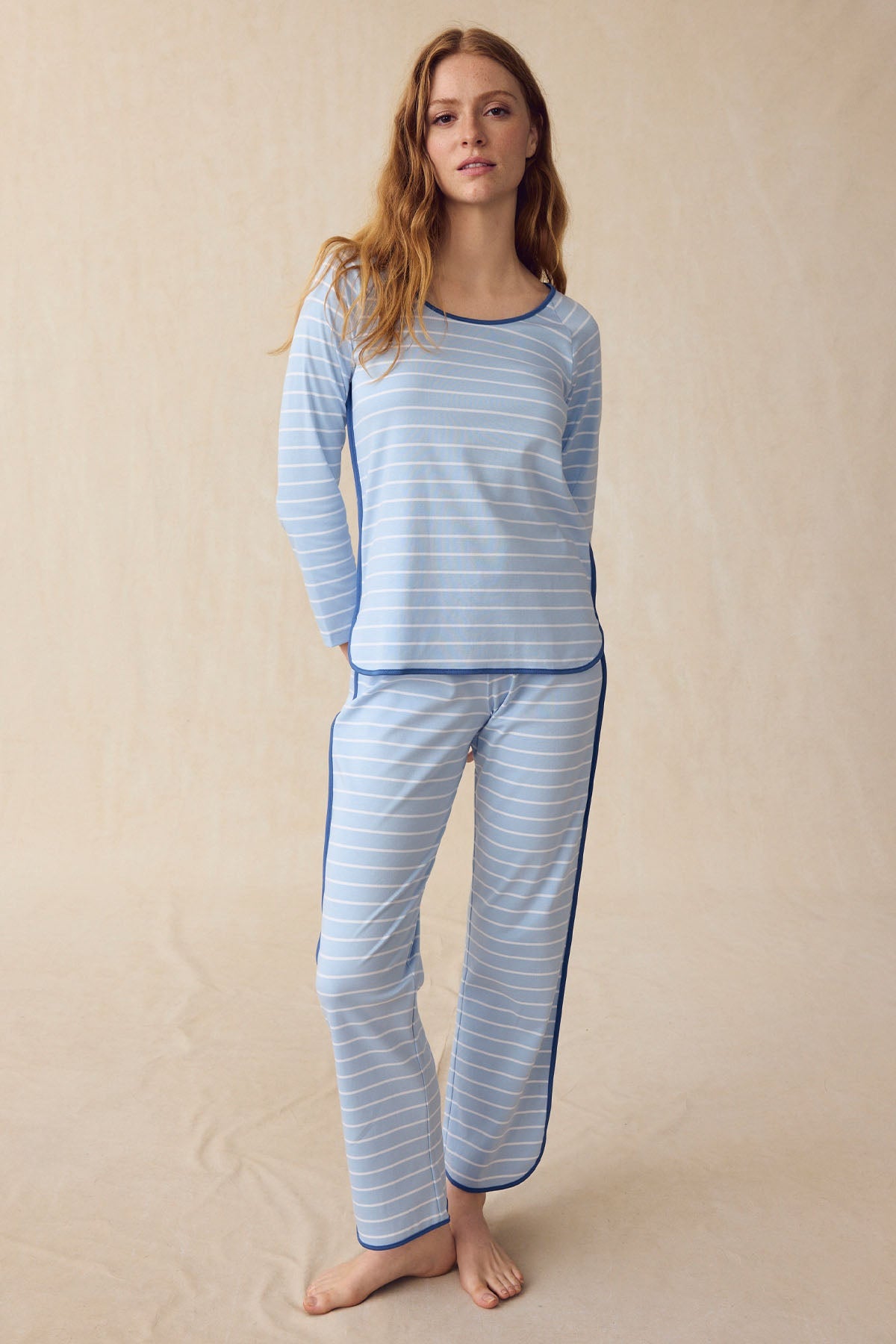 Pima Long Sleeve Bundle in French Blue Club Stripe
