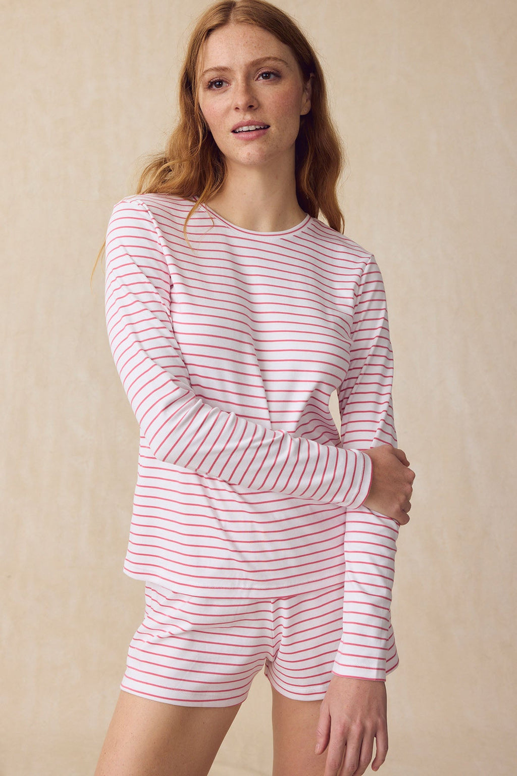 Pima Crew Long Sleeve Bundle in Winterberry Rowing Stripe