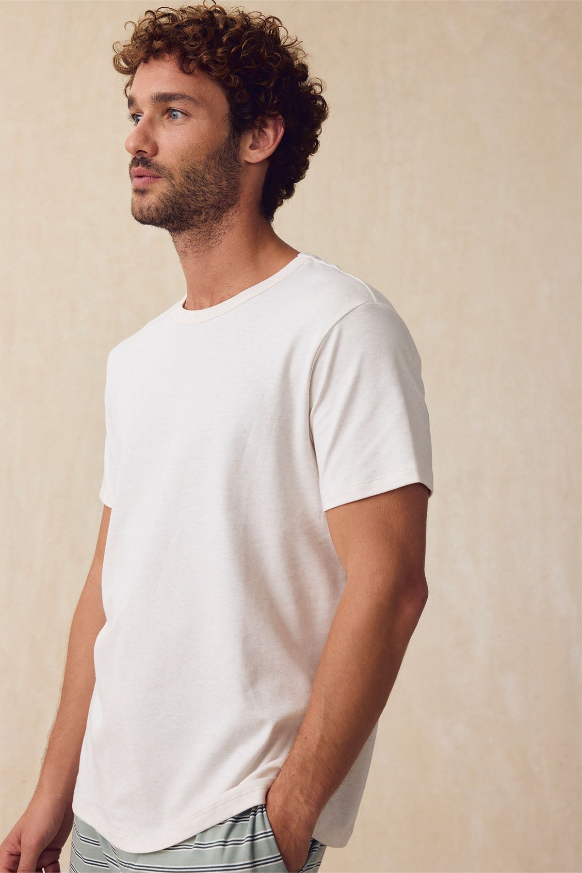Men's Pima Sleep Short-Long Set in Smoke Green Stripe